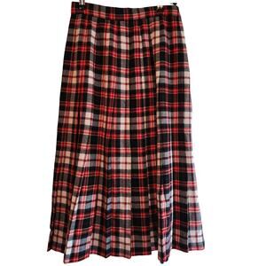 Charter Club Wool Plaid Pleated Midi Skirt Size 10 Petite